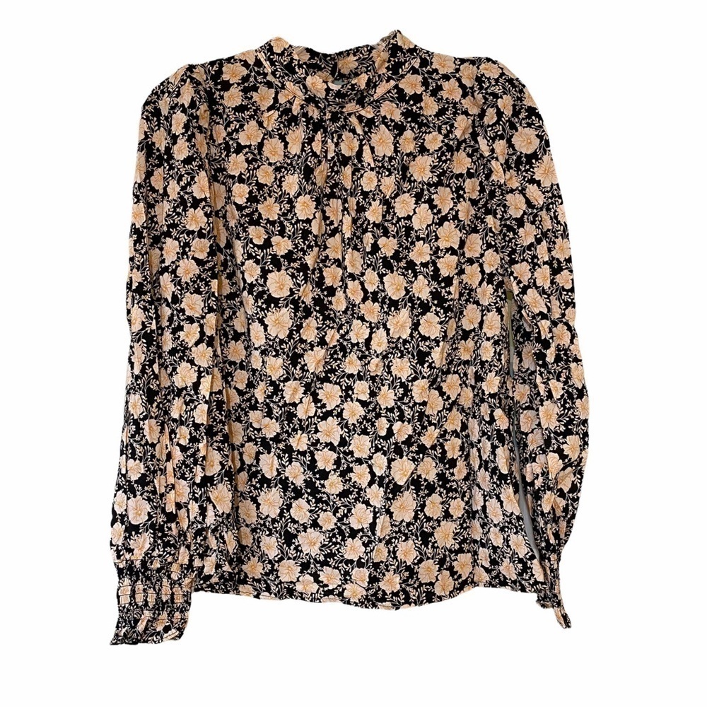 Who What Wear High Neck Floral Long Sleeve Blouse Sz Med - Picture 1 of 8